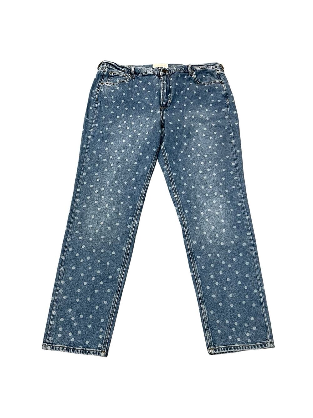 Boden Polka Dot Girlfriend Jeans Size 33 Medium Wash Relaxed Loose Fit Straight